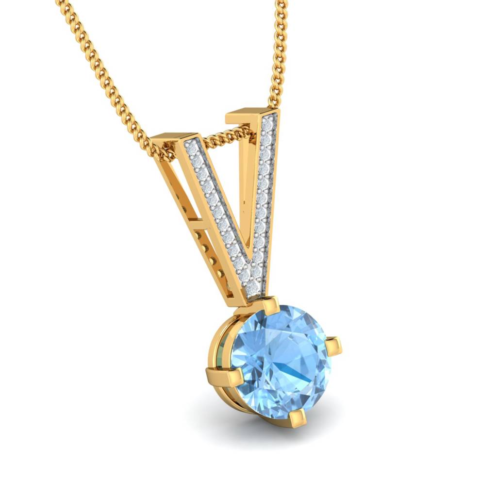 KuberBox 18K Yellow Gold Ambrosia Aqua Pendant