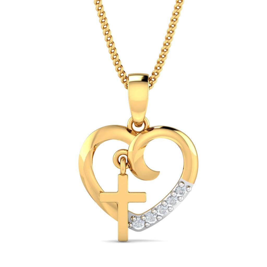 KuberBox 18K Yellow Gold Christian Love Pendant