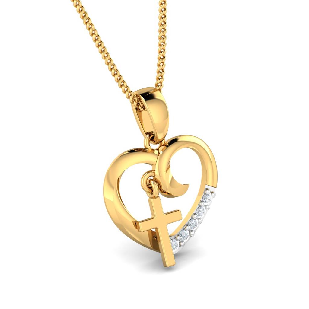 KuberBox 18K Yellow Gold Christian Love Pendant