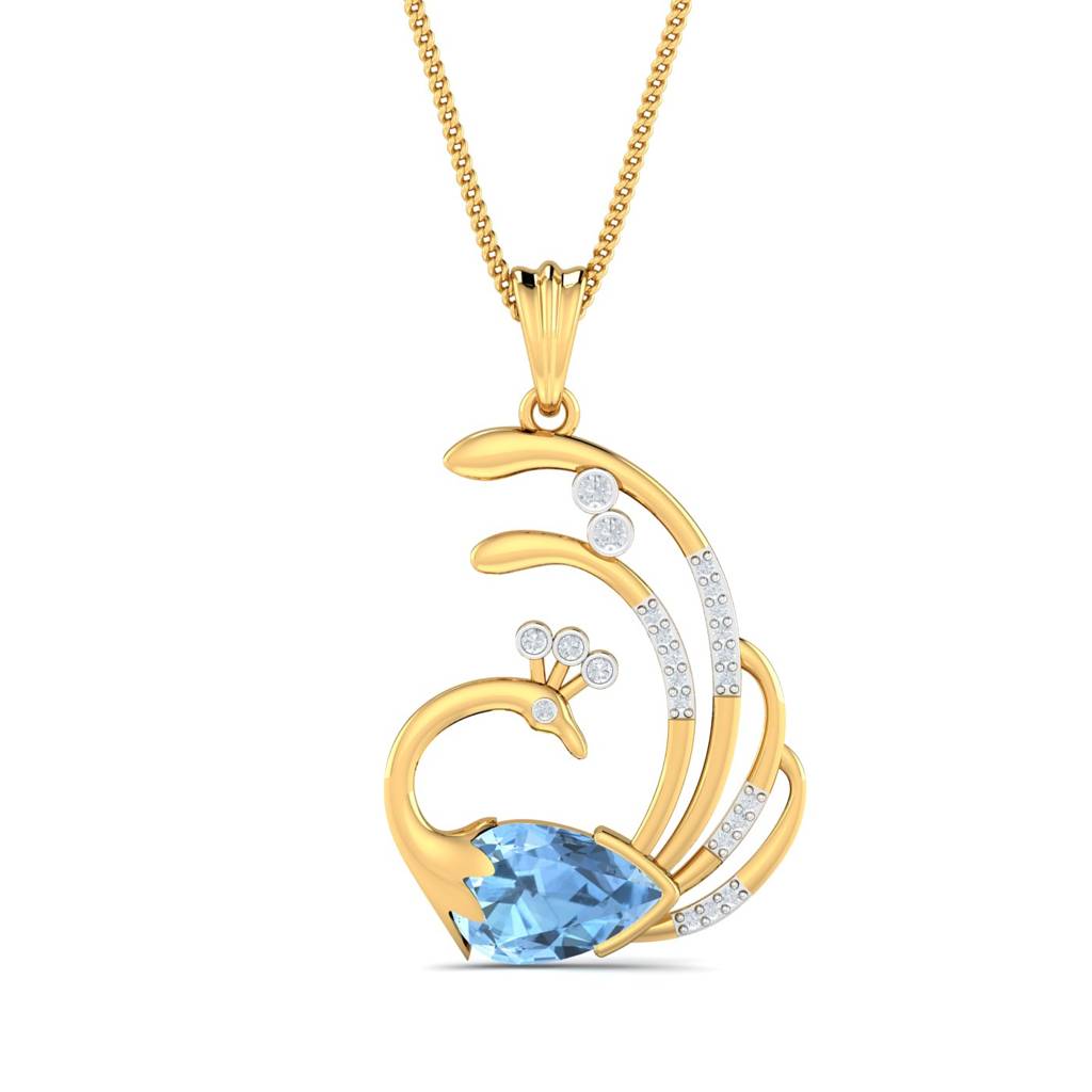 KuberBox 18K Yellow Gold Cyra Peacock Pendant