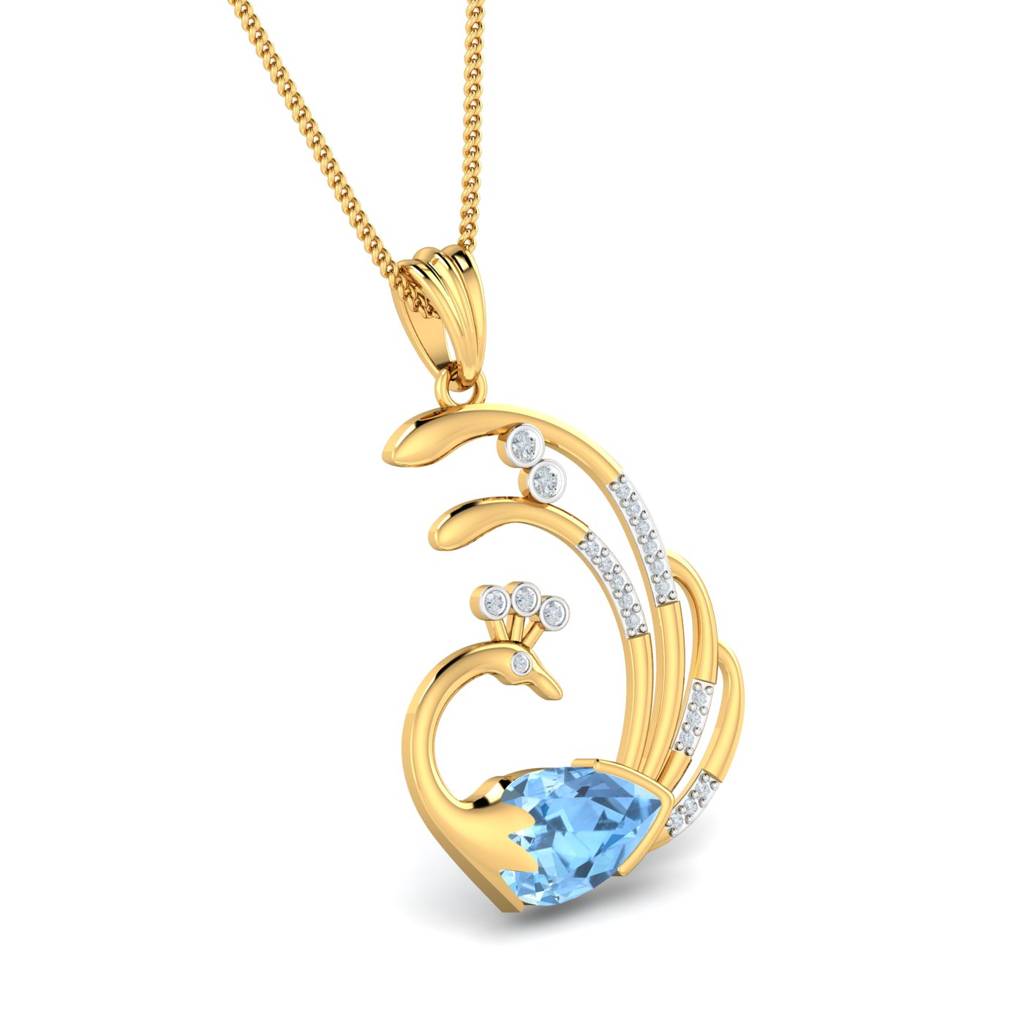 KuberBox 18K Yellow Gold Cyra Peacock Pendant