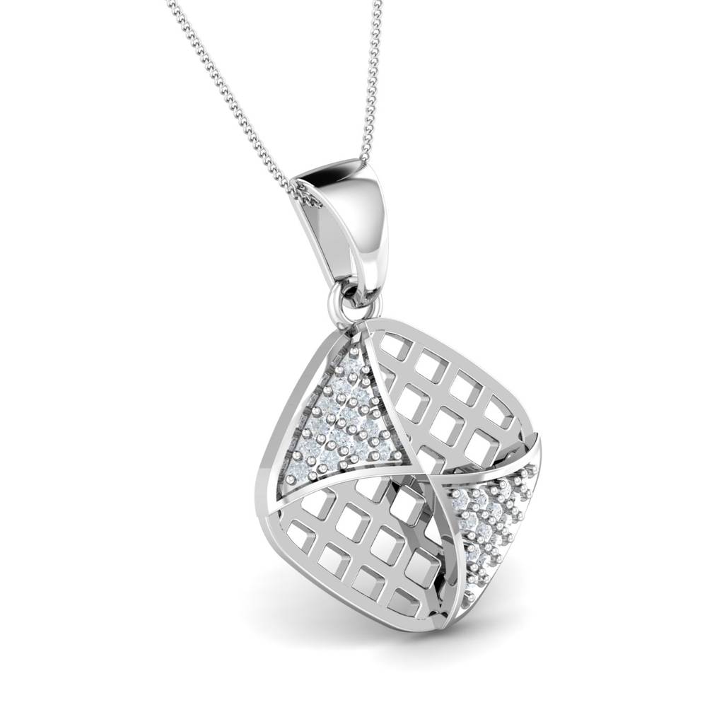 KuberBox 18K White Gold Elle Filigree Pendant