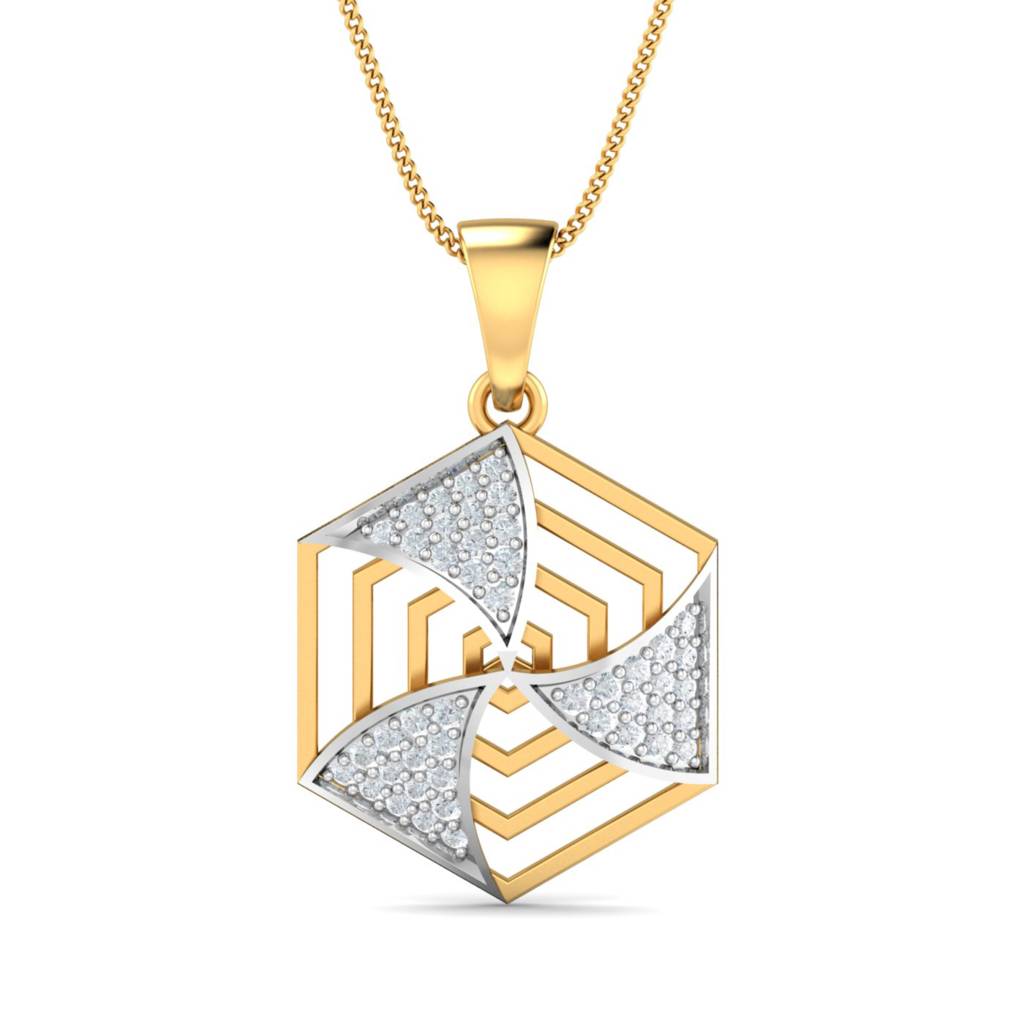 KuberBox 18K Yellow Gold Hazan Filigree Pendant