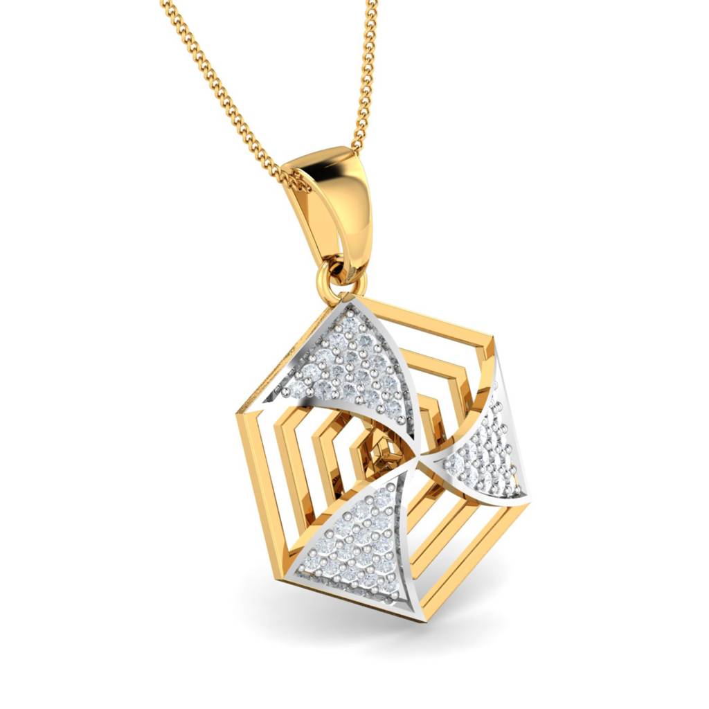 KuberBox 18K Yellow Gold Hazan Filigree Pendant