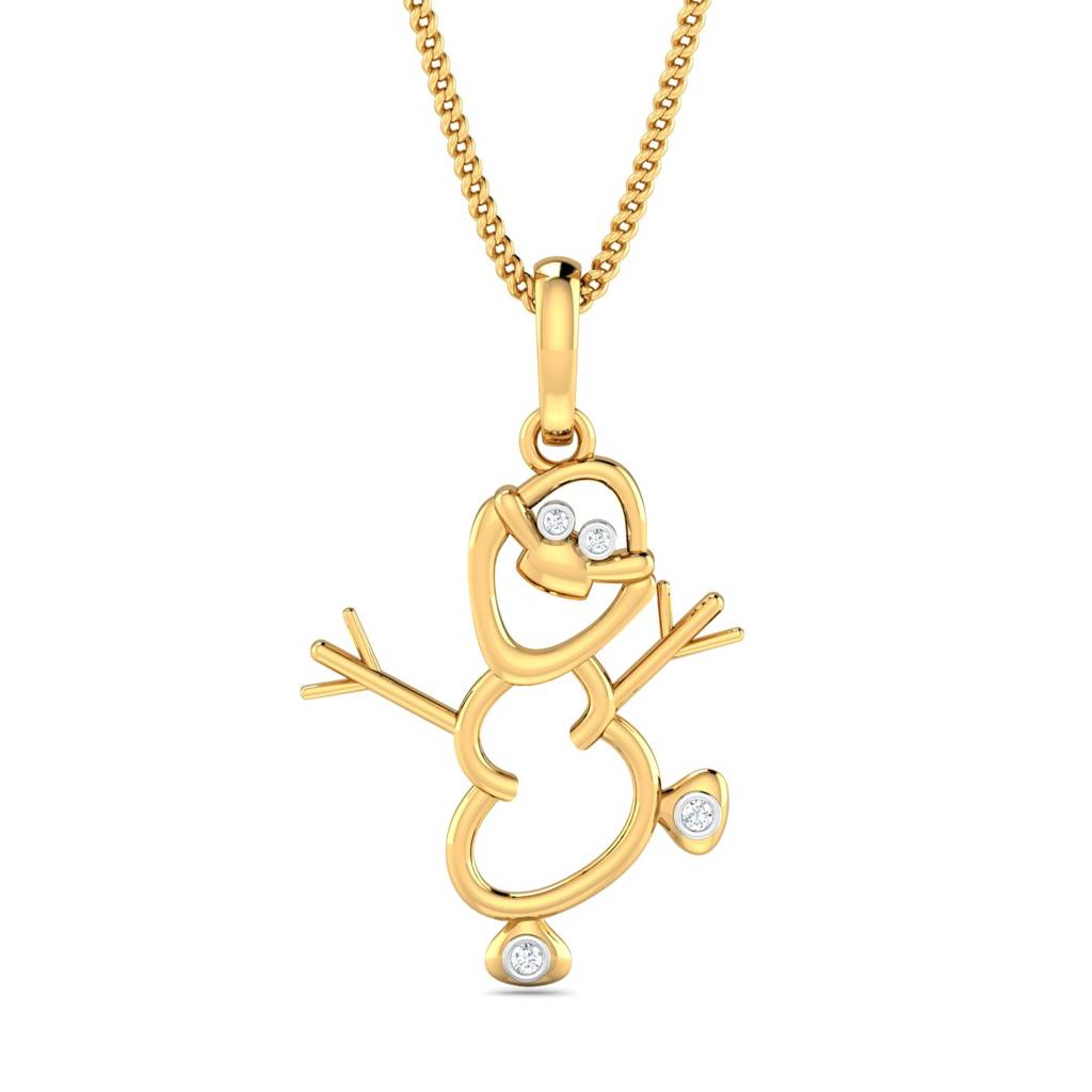 KuberBox 18K Yellow Gold Snowman Pendant