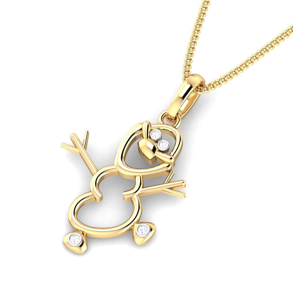 KuberBox 18K Yellow Gold Snowman Pendant