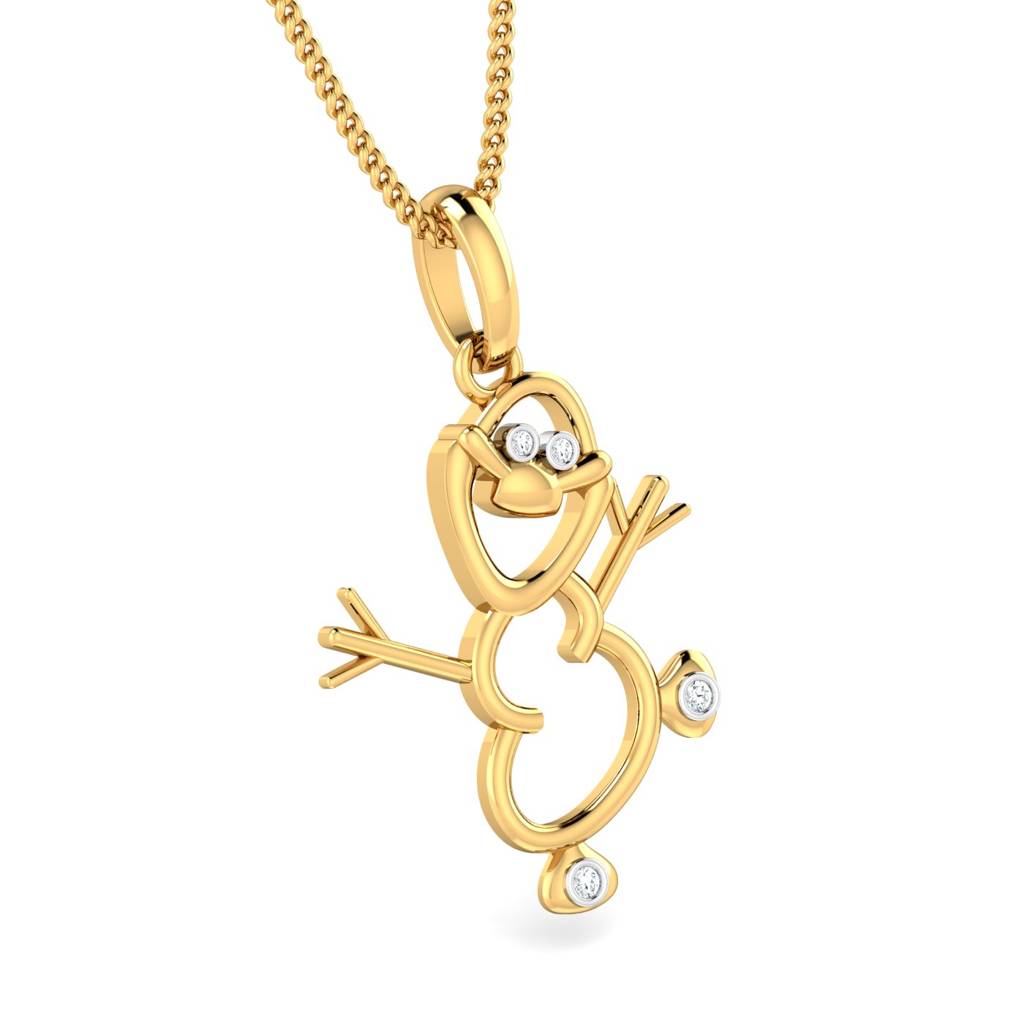 KuberBox 18K Yellow Gold Snowman Pendant