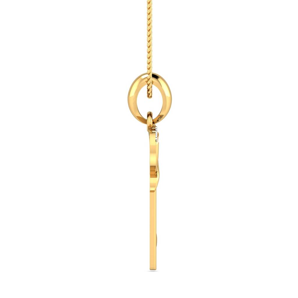 KuberBox 18K Yellow Gold Key & Heart Pendant