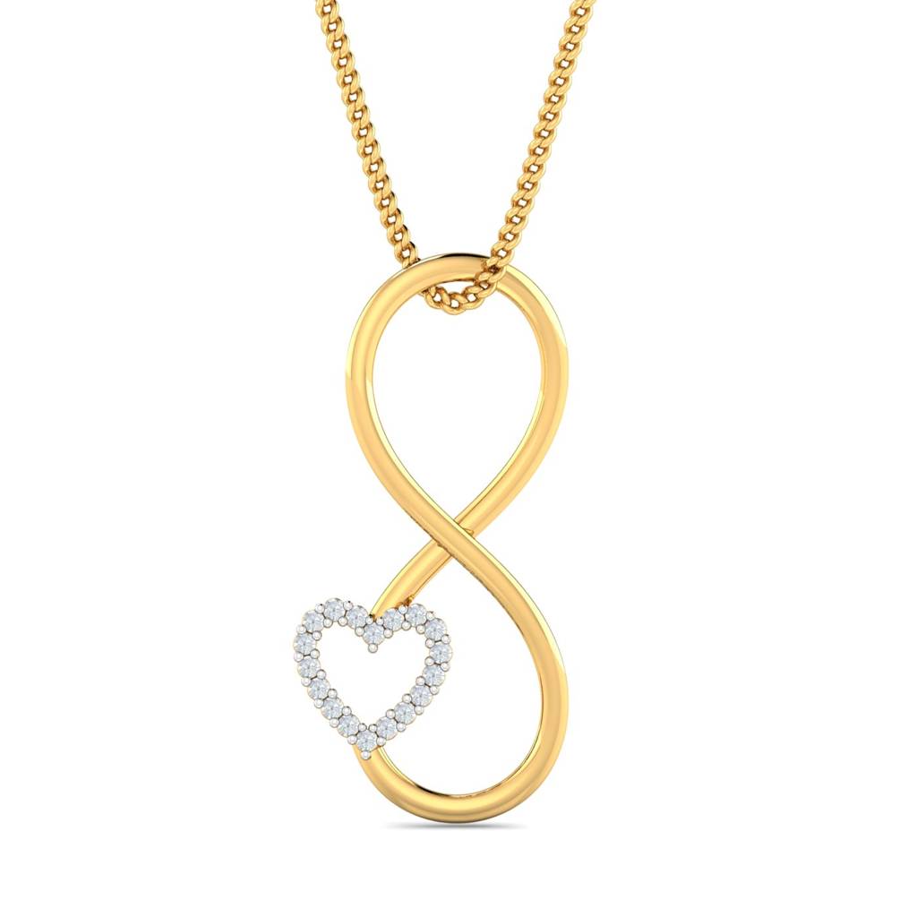 KuberBox 18K Yellow Gold Infinity Heart Pendant