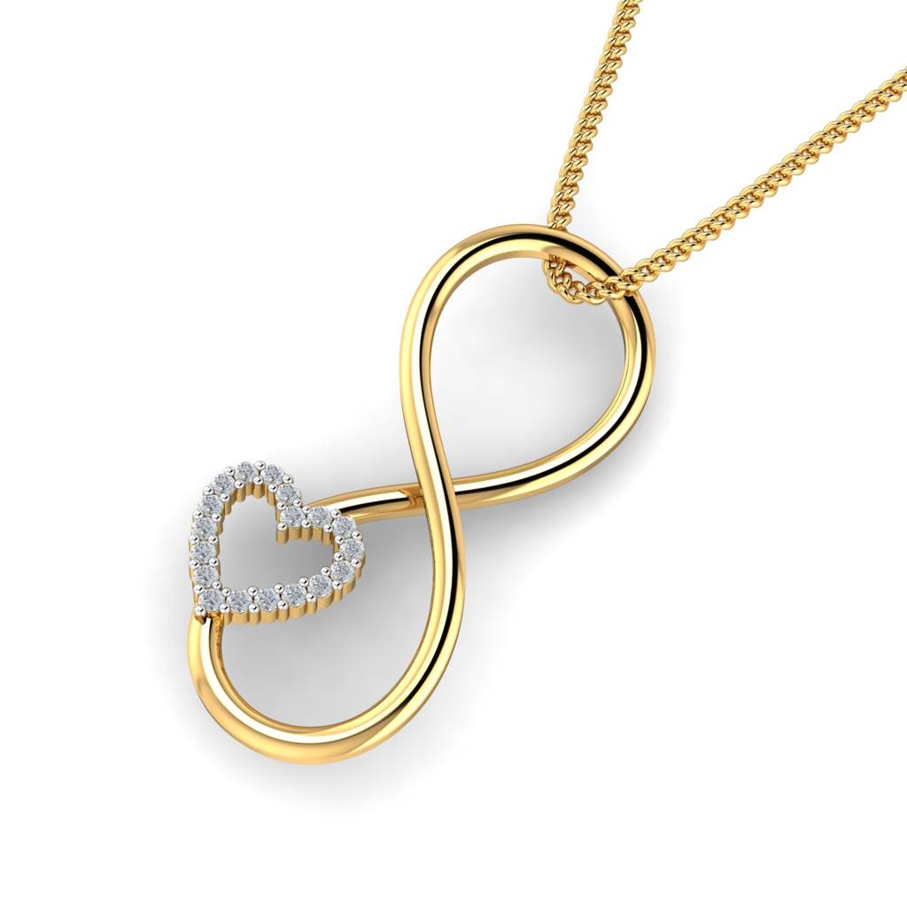 KuberBox 18K Yellow Gold Infinity Heart Pendant