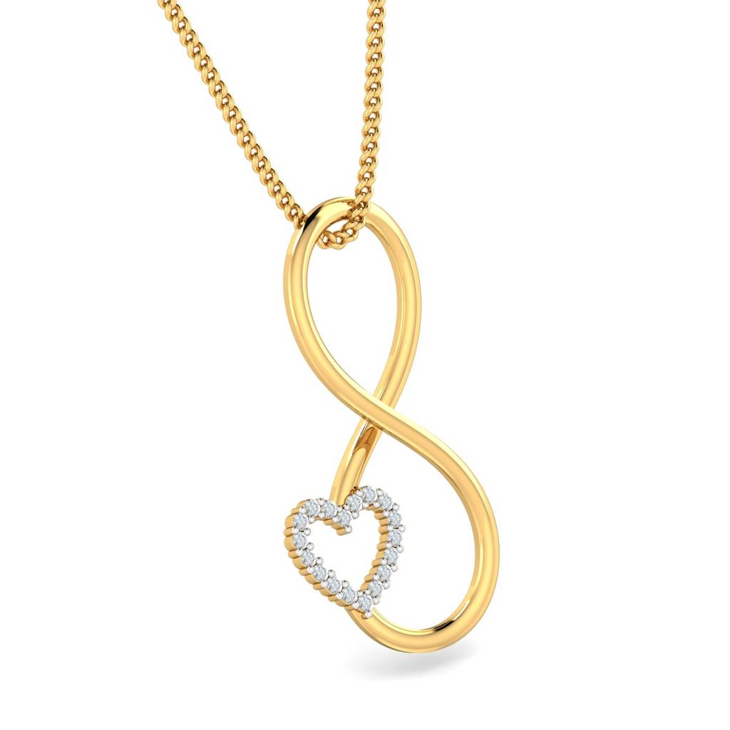 KuberBox 18K Yellow Gold Infinity Heart Pendant