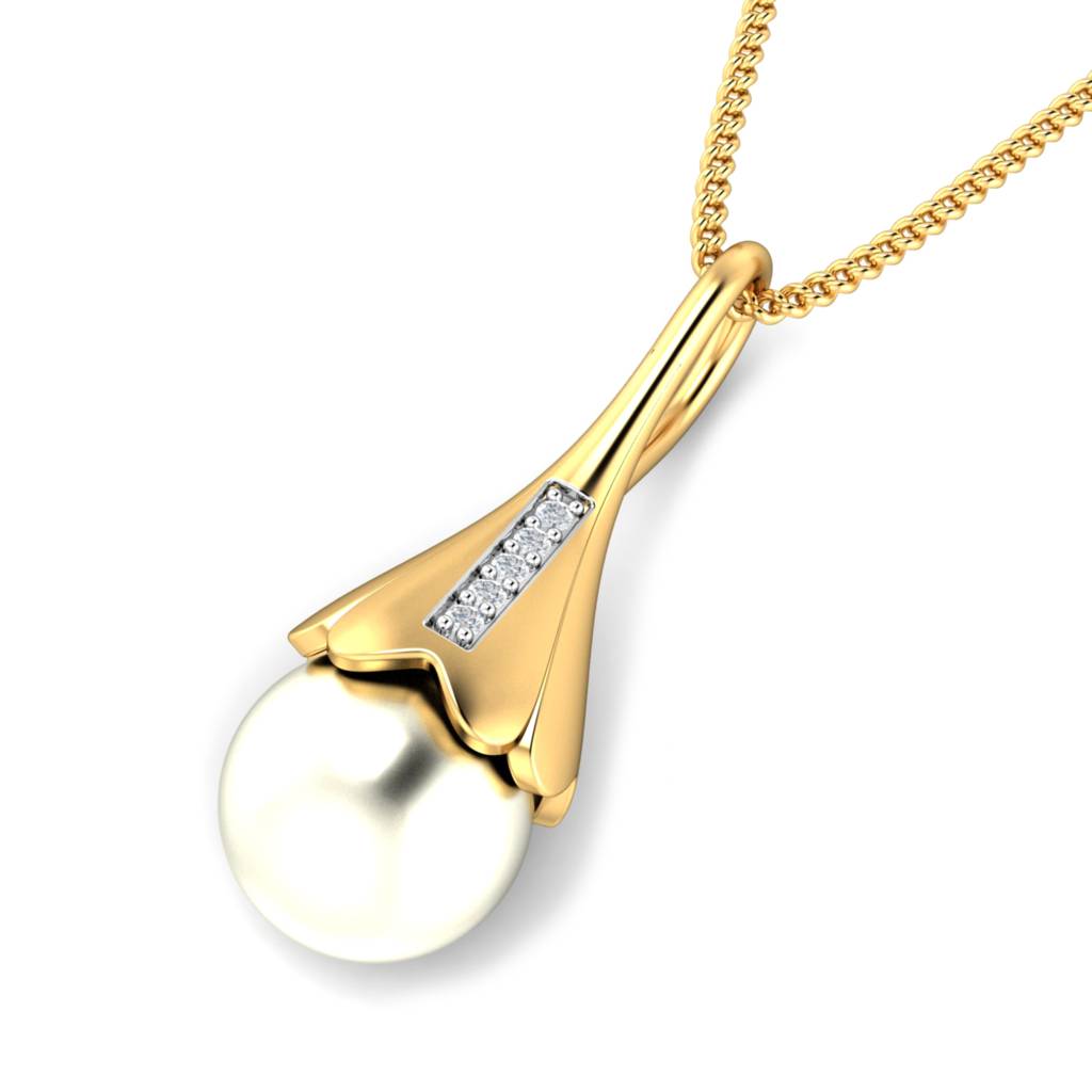 KuberBox 18K Yellow Gold Nilofer Pearl Pendant