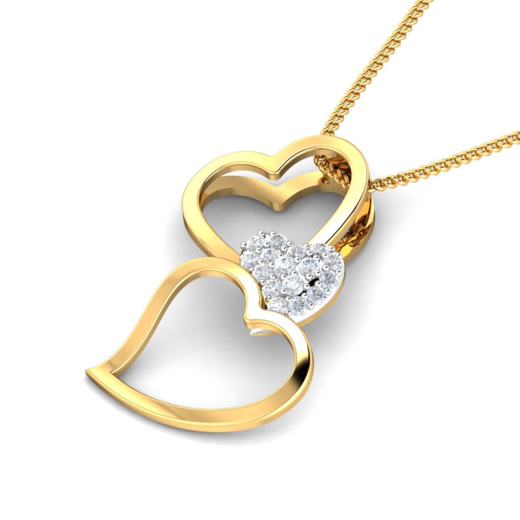 KuberBox 18K Yellow Gold Nuray Heart Pendant