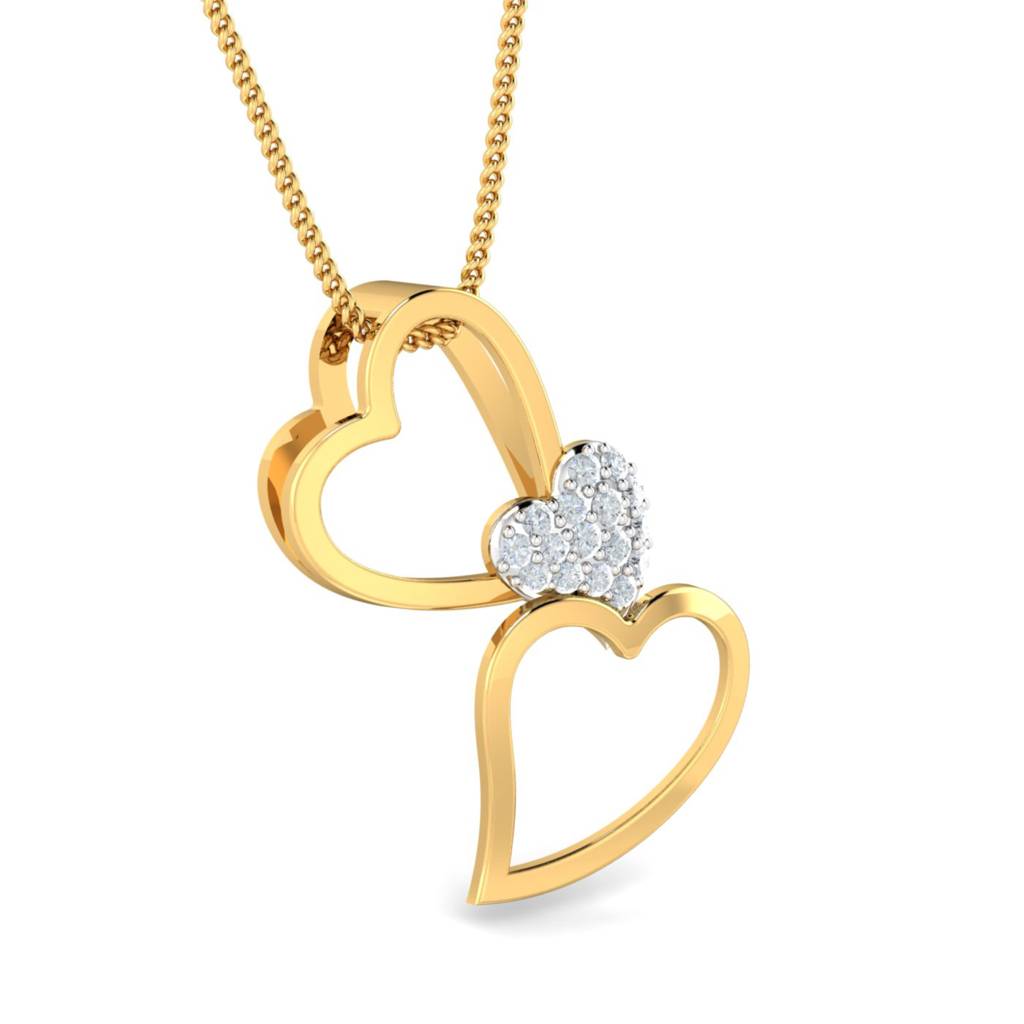 KuberBox 18K Yellow Gold Nuray Heart Pendant