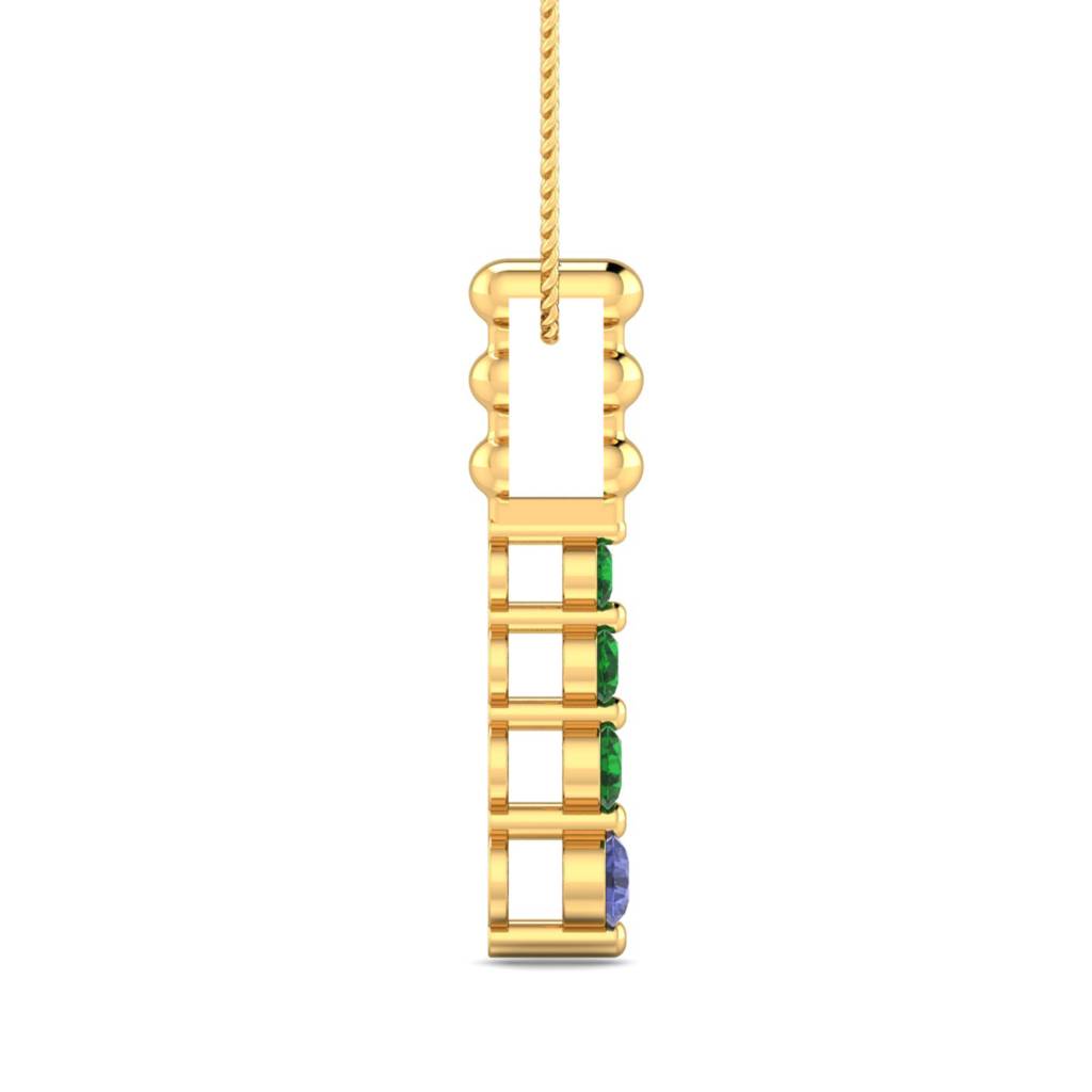 KuberBox 18K Yellow Gold Emerald Tanzanite Pendant