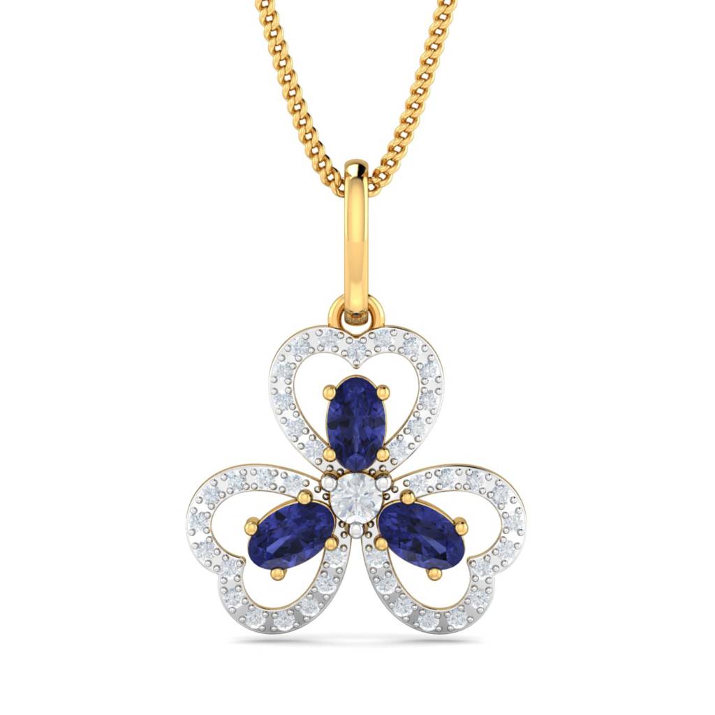 KuberBox 18K Yellow Gold Heart Tanzanite Pendant