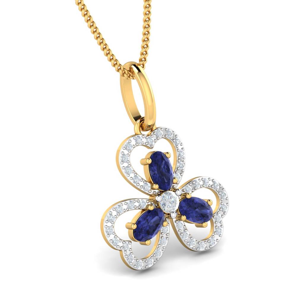 KuberBox 18K Yellow Gold Heart Tanzanite Pendant