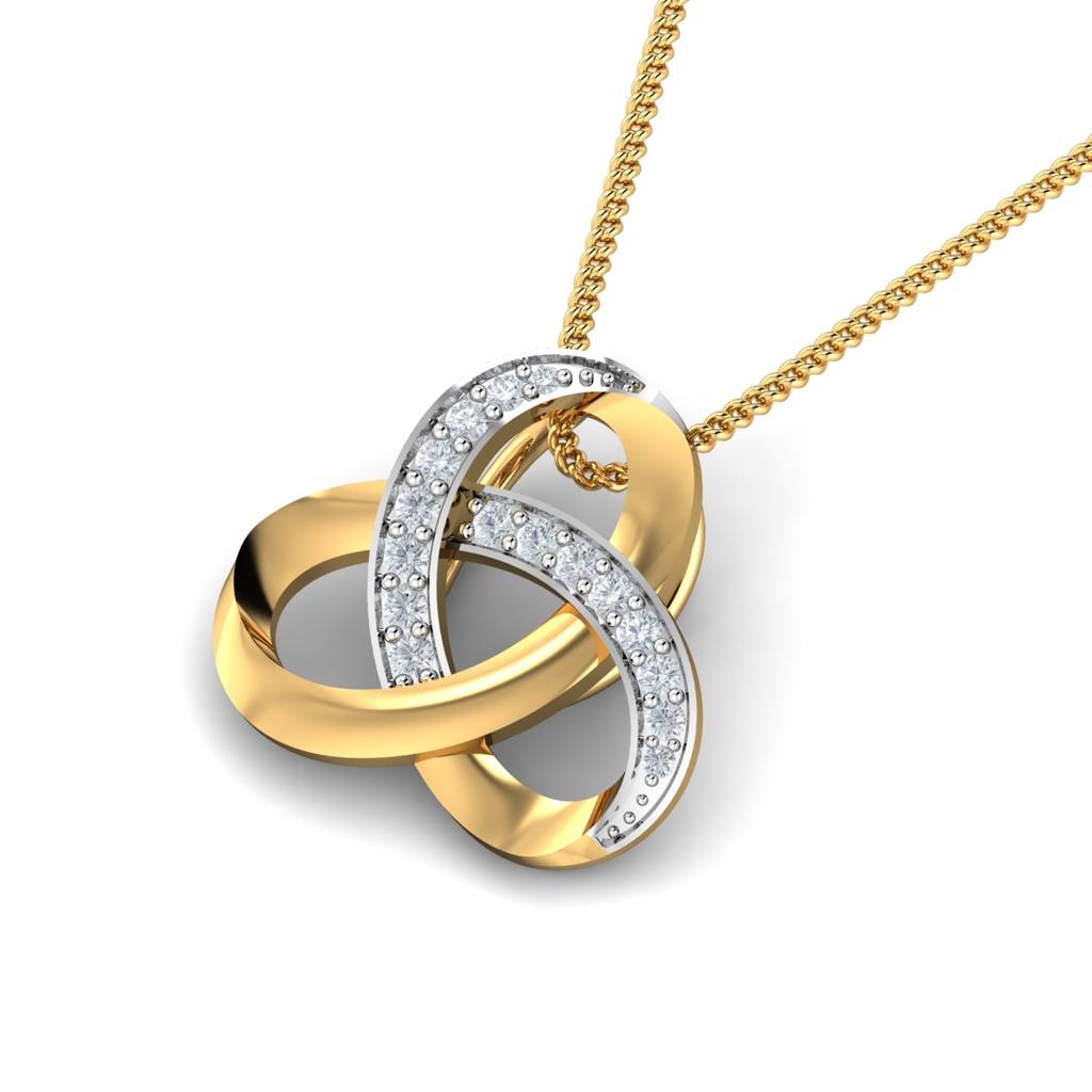 KuberBox 18K Yellow Gold Bracha Trinity Pendant