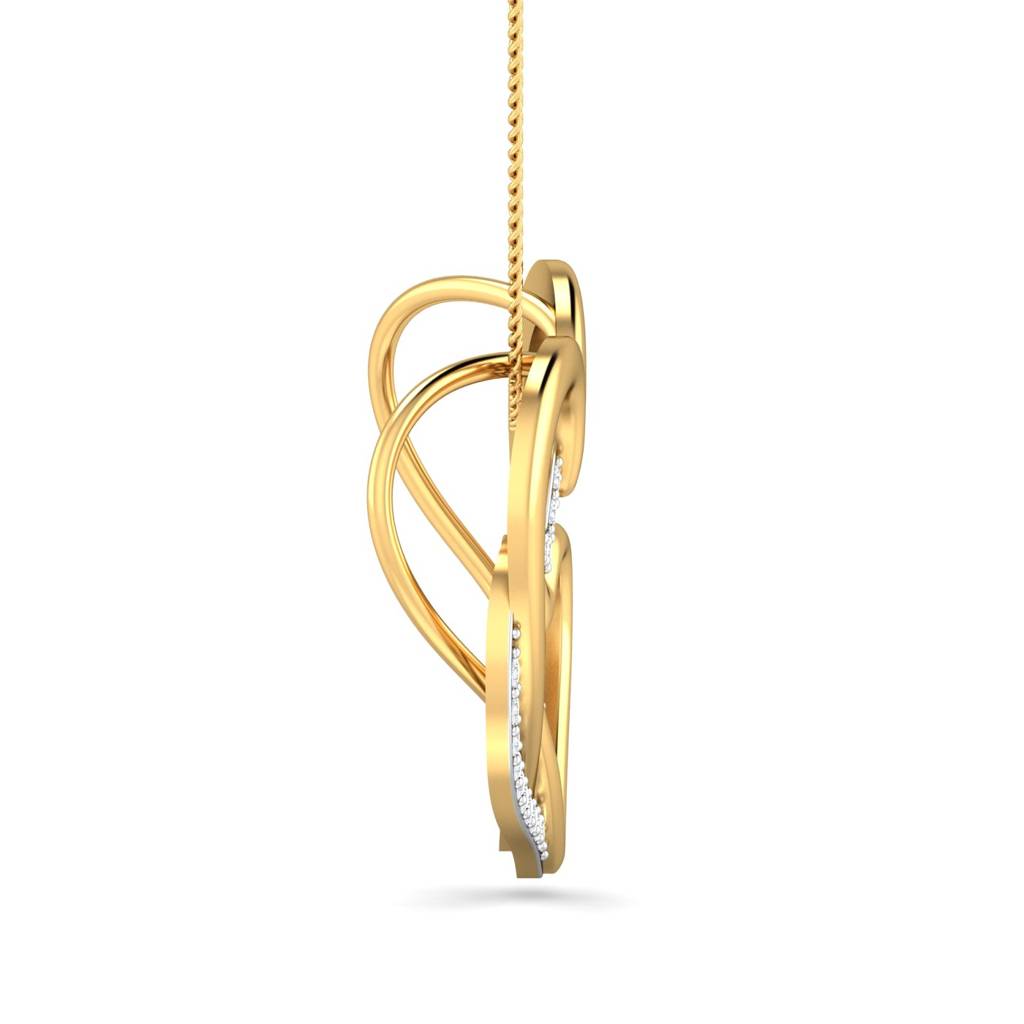 KuberBox 18K Yellow Gold Triple Heart Pendant