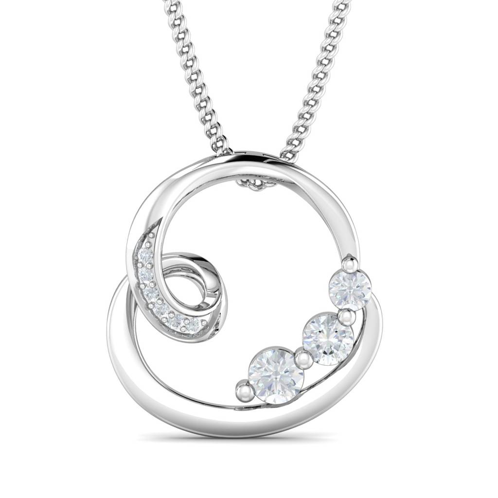 KuberBox 18K White Gold Anat Round Pendant