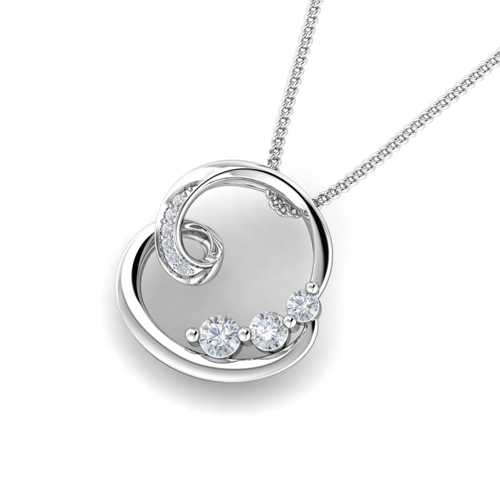 KuberBox 18K White Gold Anat Round Pendant