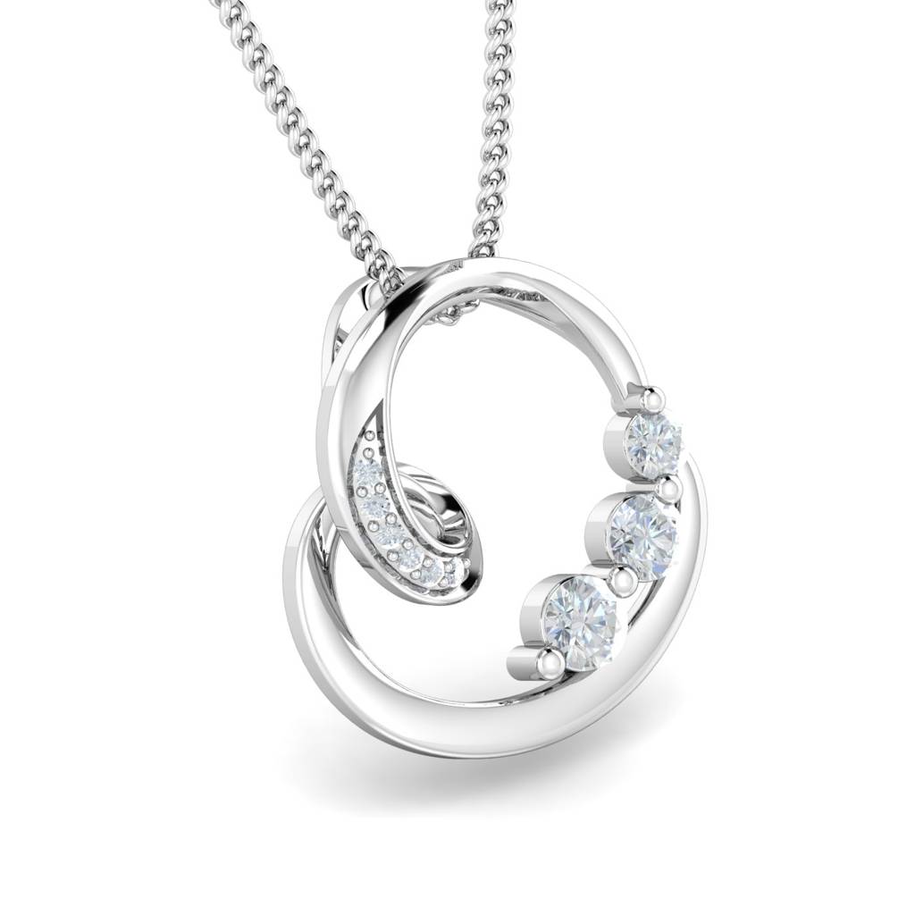 KuberBox 18K White Gold Anat Round Pendant