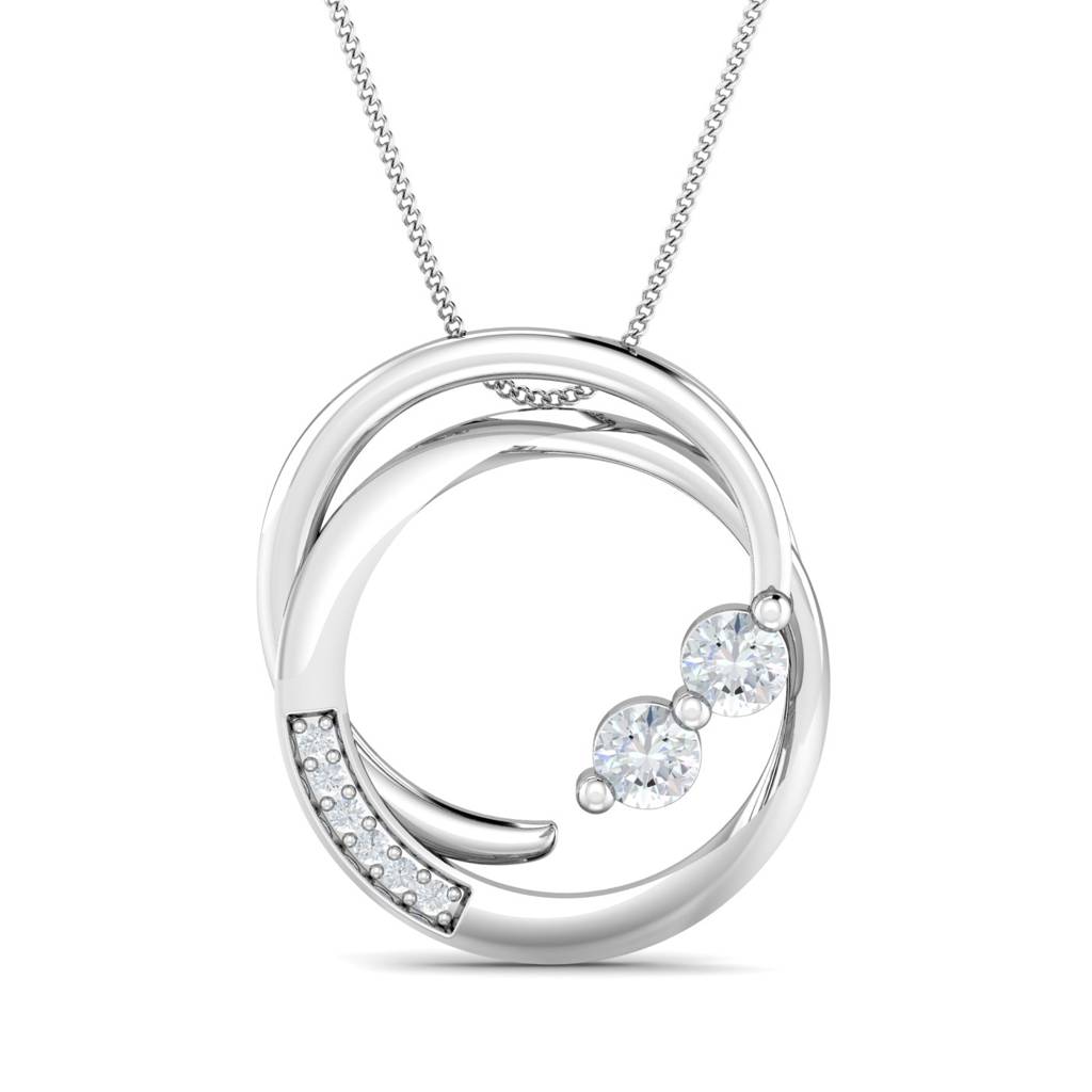 KuberBox 18K White Gold Nela Round Pendant