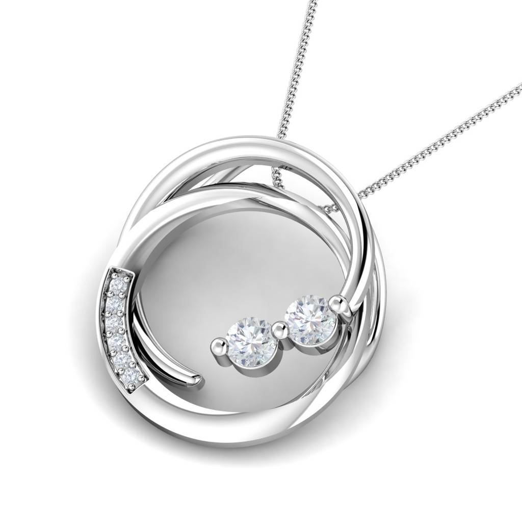 KuberBox 18K White Gold Nela Round Pendant