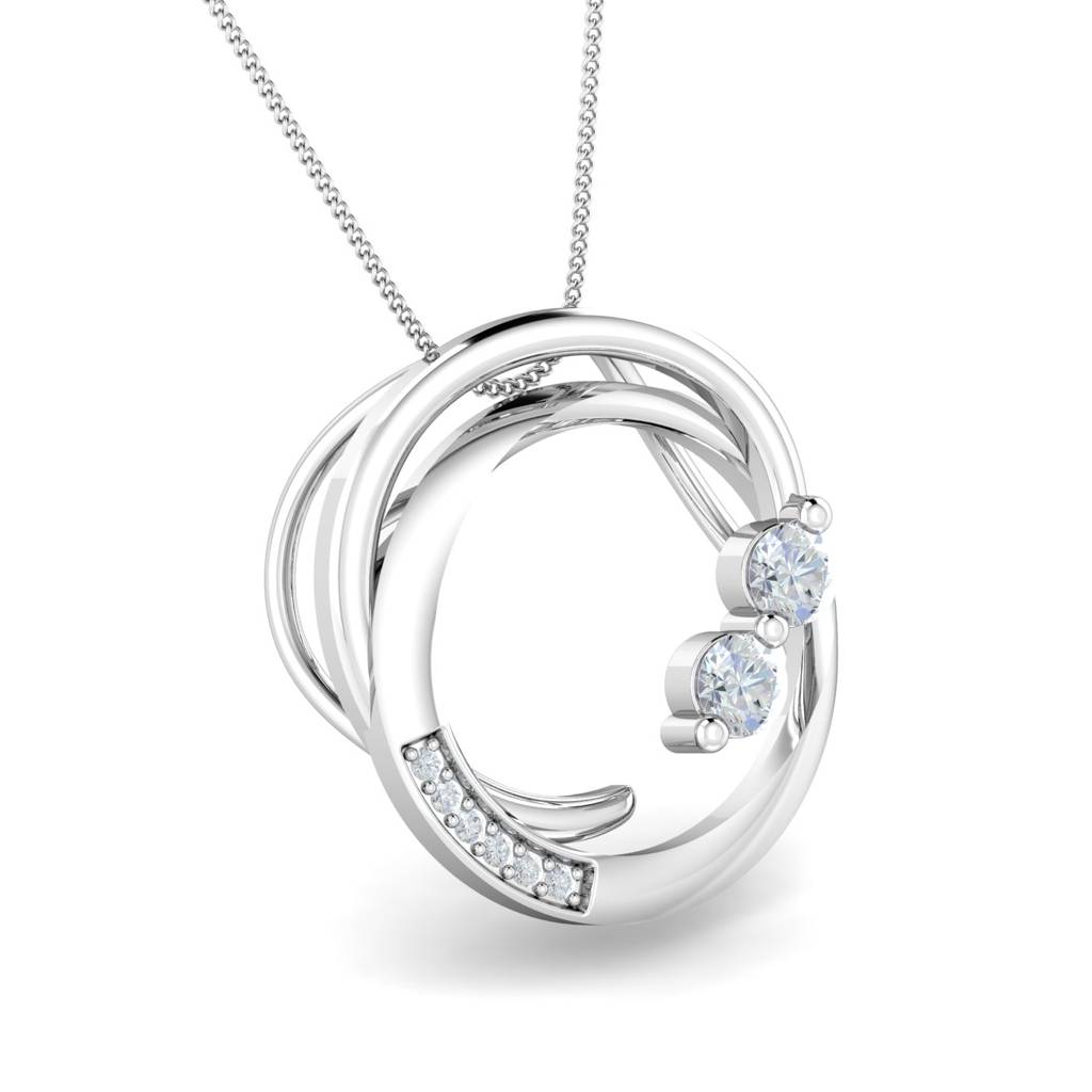 KuberBox 18K White Gold Nela Round Pendant