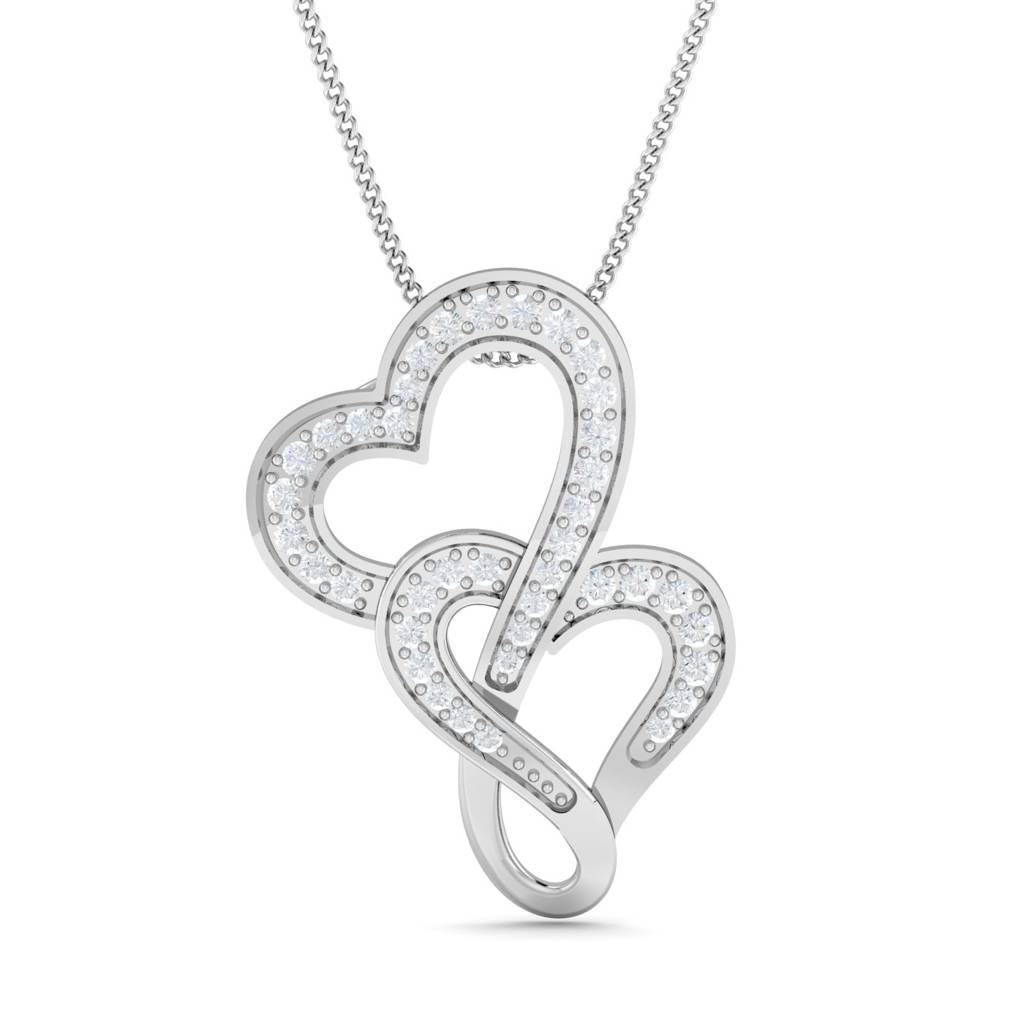 KuberBox 18K White Gold Dafna Heart Pendant