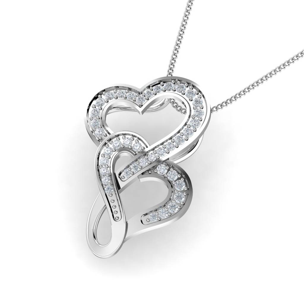 KuberBox 18K White Gold Dafna Heart Pendant