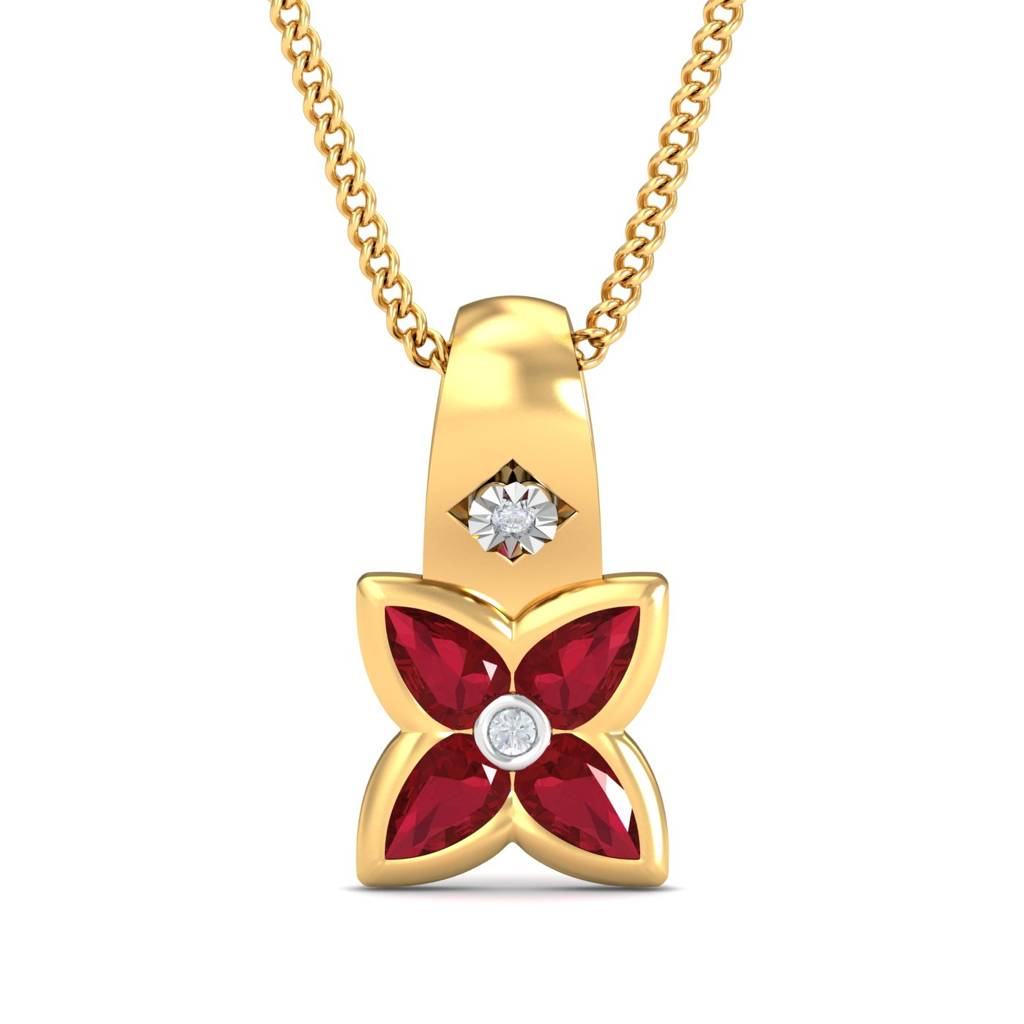 KuberBox 18K Yellow Gold Avital Red Pendant