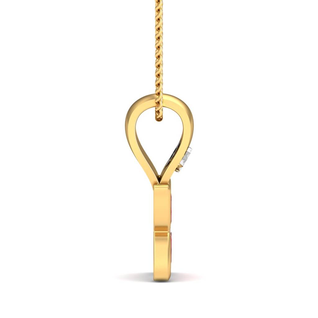 KuberBox 18K Yellow Gold Avital Red Pendant