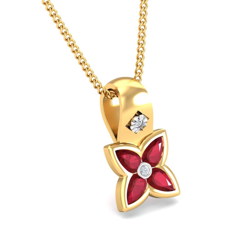 KuberBox 18K Yellow Gold Avital Red Pendant