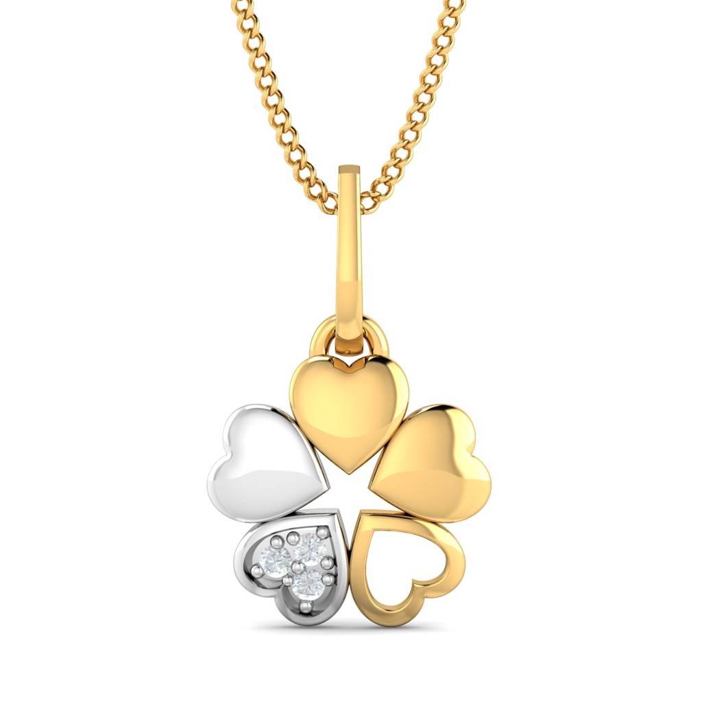 KuberBox 18K Yellow Gold Gusto Heart 2-tone Pendant