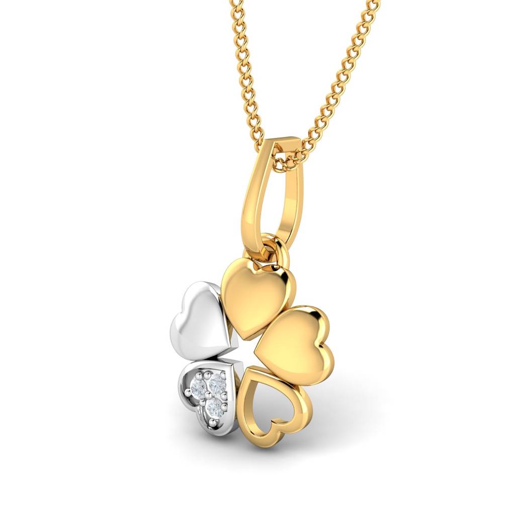 KuberBox 18K Yellow Gold Gusto Heart 2-tone Pendant