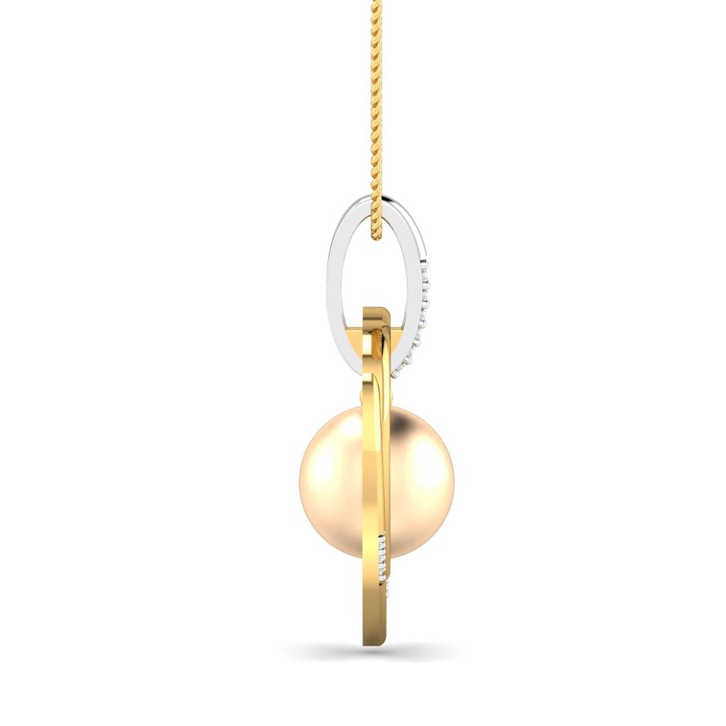 KuberBox 18K Yellow Gold Pearl-o-Heart Pendant