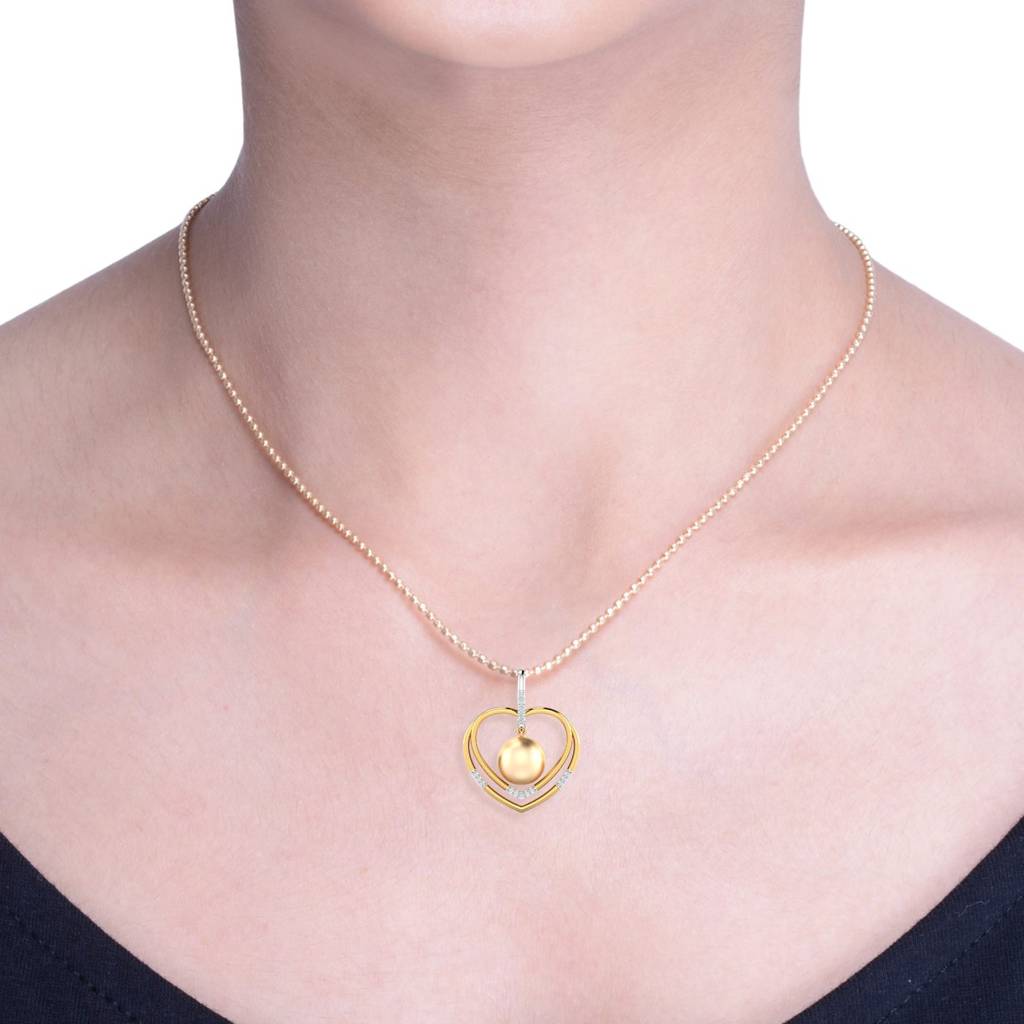 KuberBox 18K Yellow Gold Pearl-o-Heart Pendant