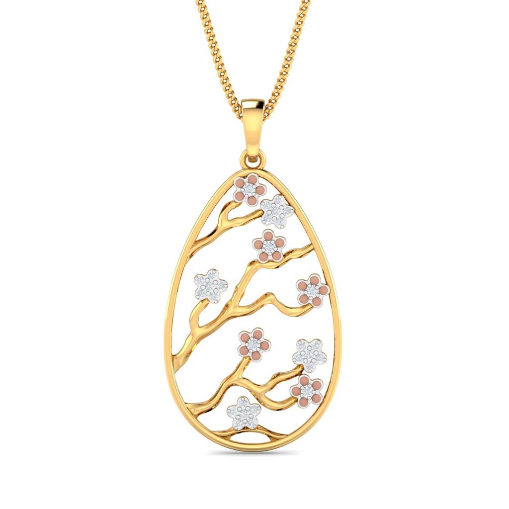 KuberBox 18K Yellow Gold Bloom Enamel Pendant