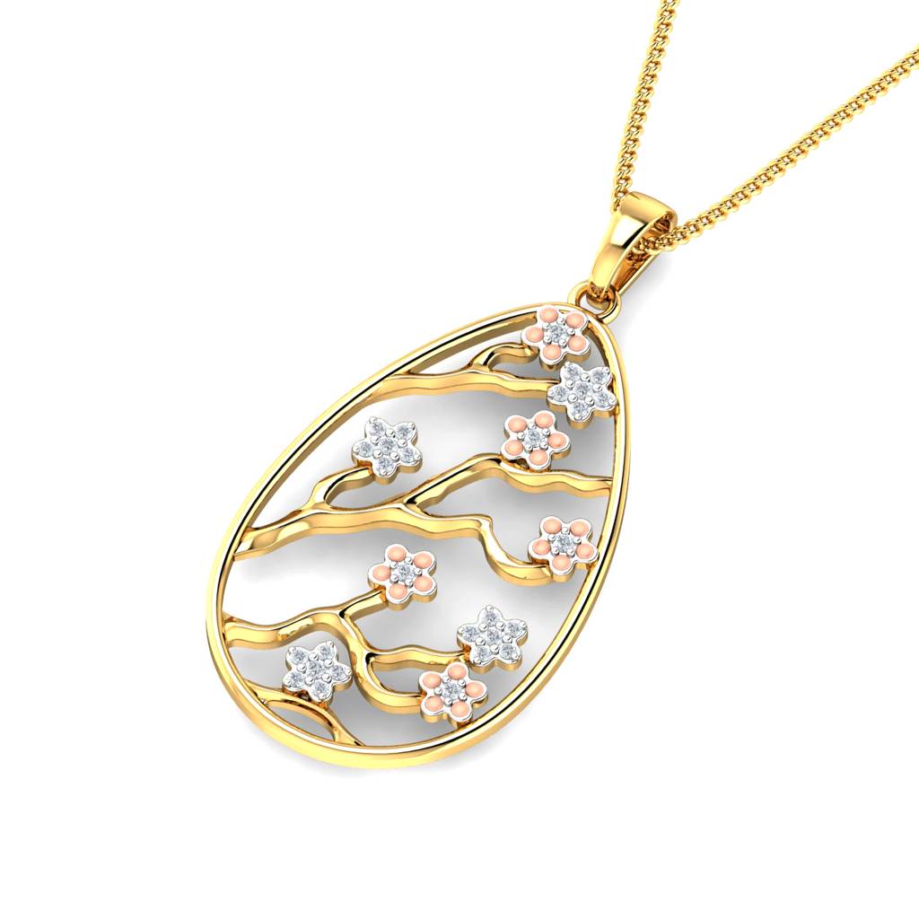 KuberBox 18K Yellow Gold Bloom Enamel Pendant