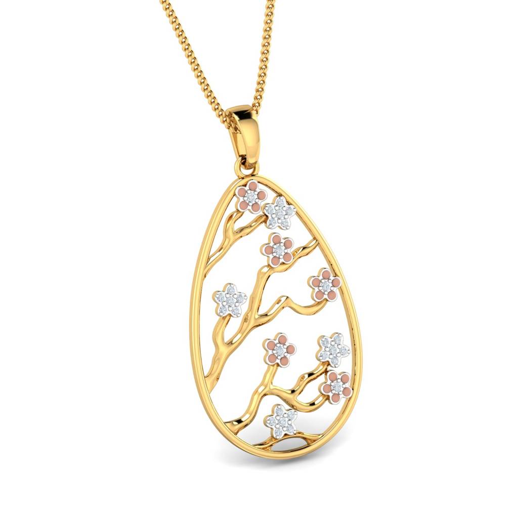 KuberBox 18K Yellow Gold Bloom Enamel Pendant