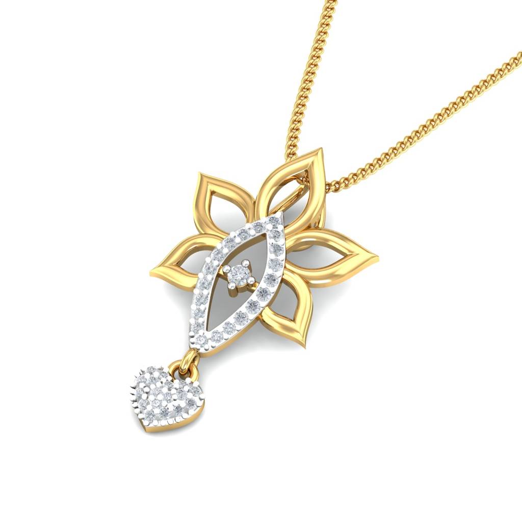 KuberBox 18K Yellow Gold Danya Heart Drop Pendant