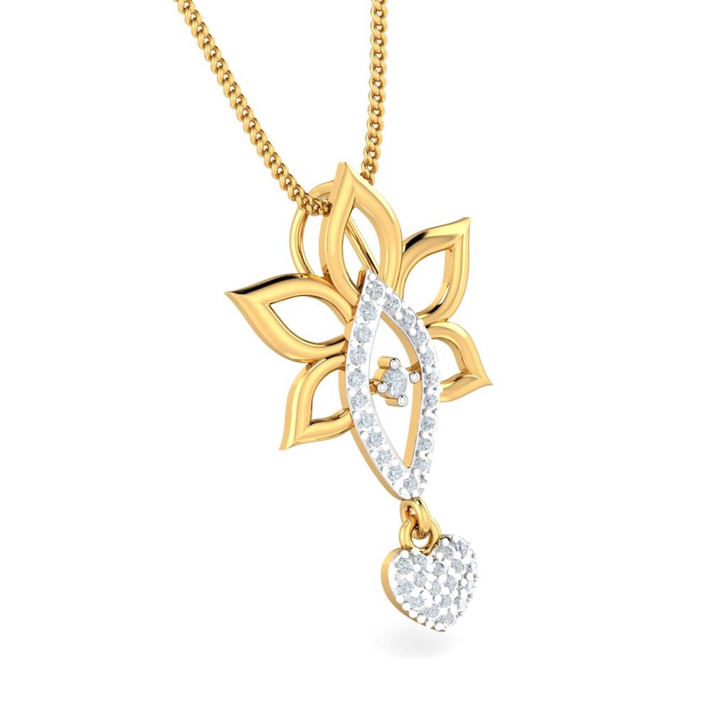 KuberBox 18K Yellow Gold Danya Heart Drop Pendant
