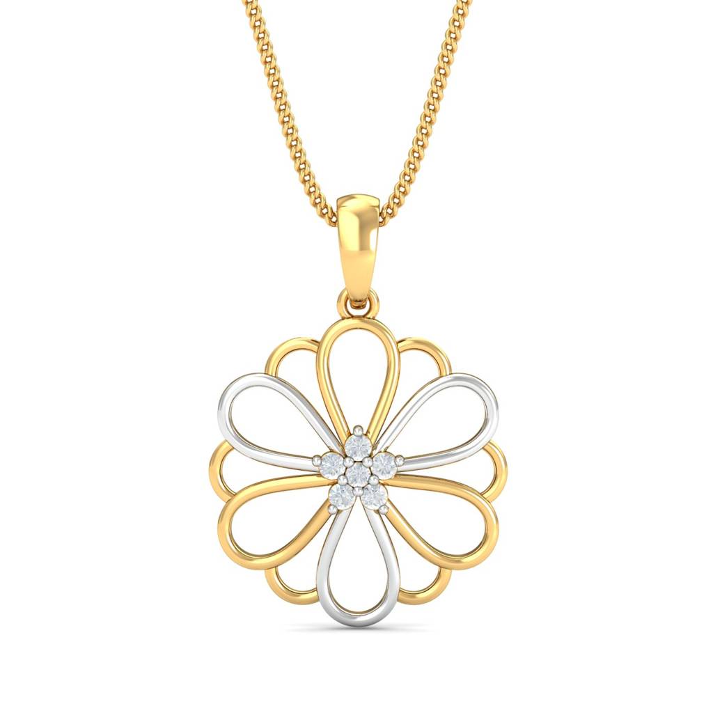 KuberBox 18K Yellow Gold Dymtrus Floral Pendant