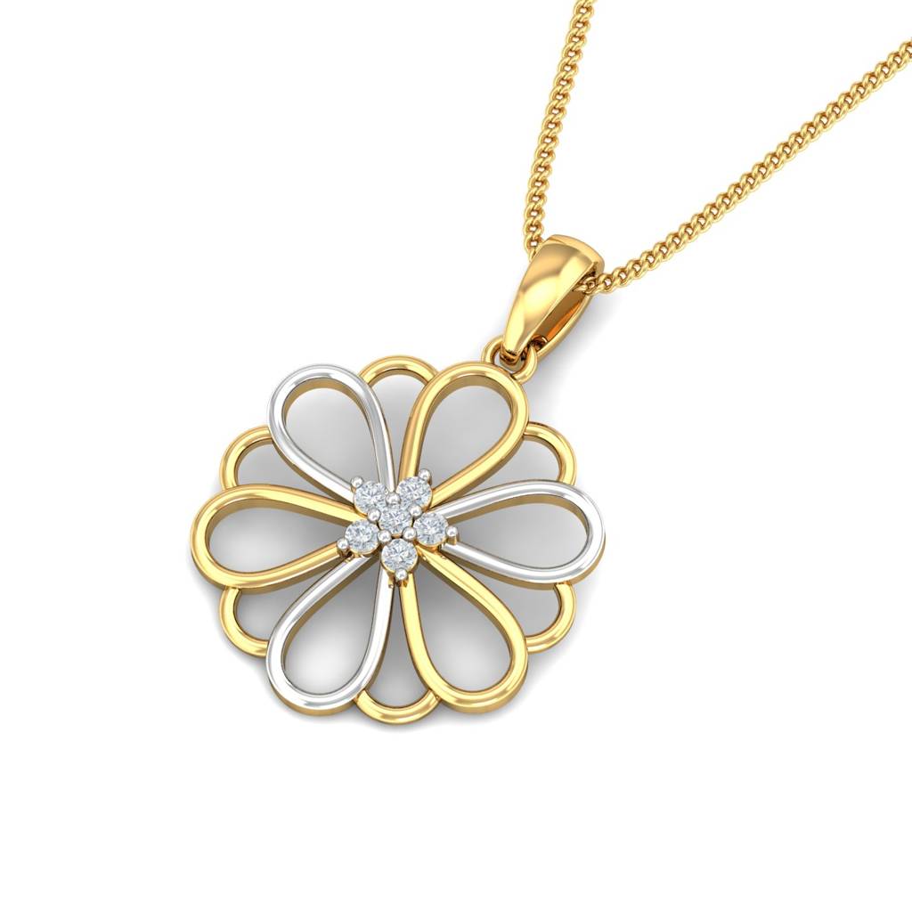 KuberBox 18K Yellow Gold Dymtrus Floral Pendant