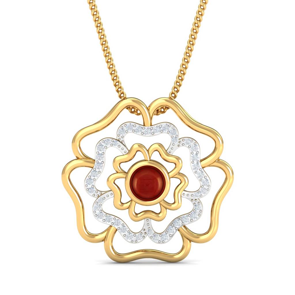 KuberBox 18K Yellow Gold Maisha Coral Pendant