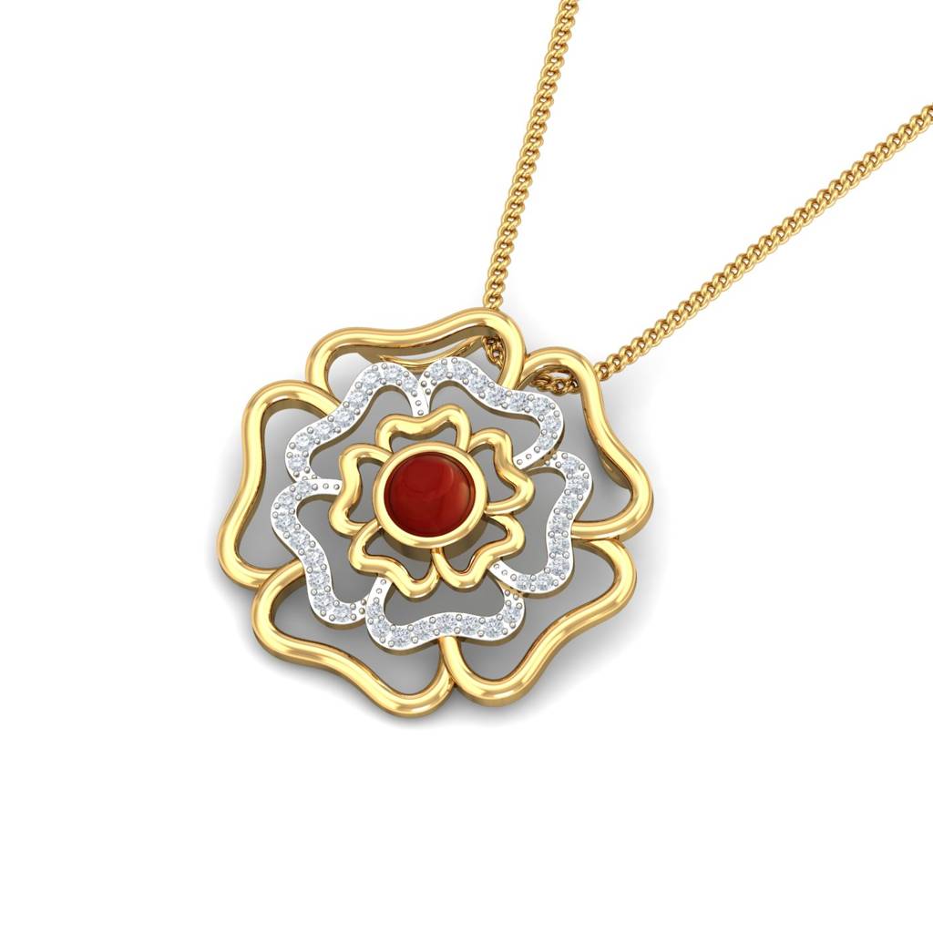 KuberBox 18K Yellow Gold Maisha Coral Pendant