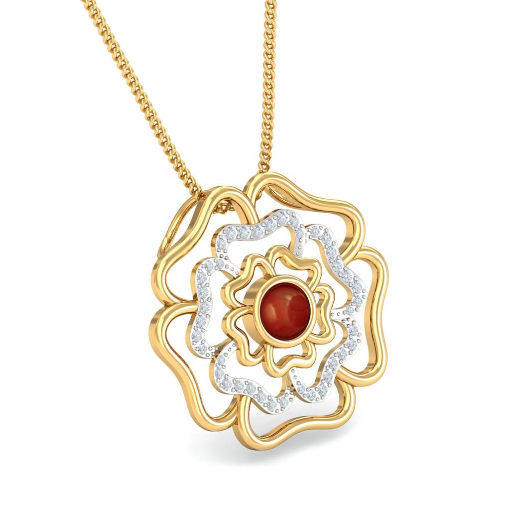 KuberBox 18K Yellow Gold Maisha Coral Pendant