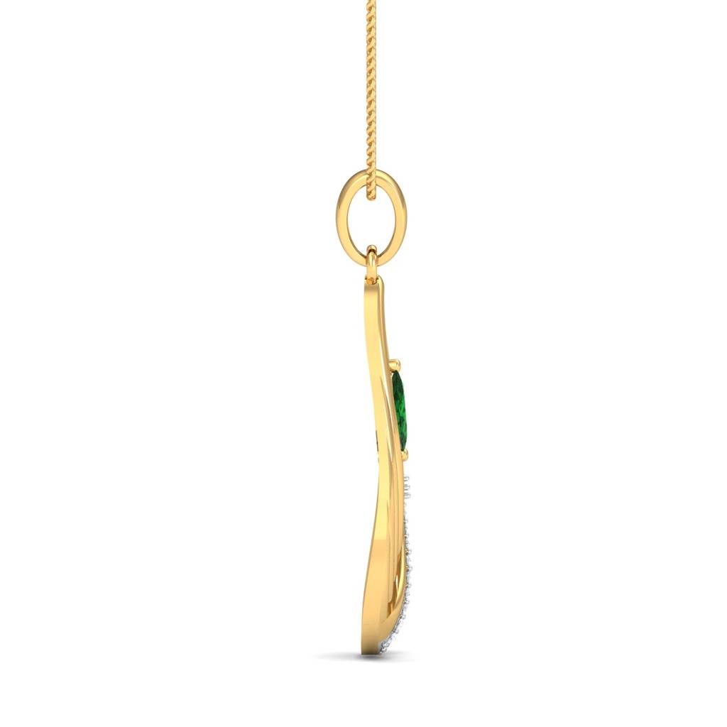 KuberBox 18K Yellow Gold Emerald Teardrop Pendant