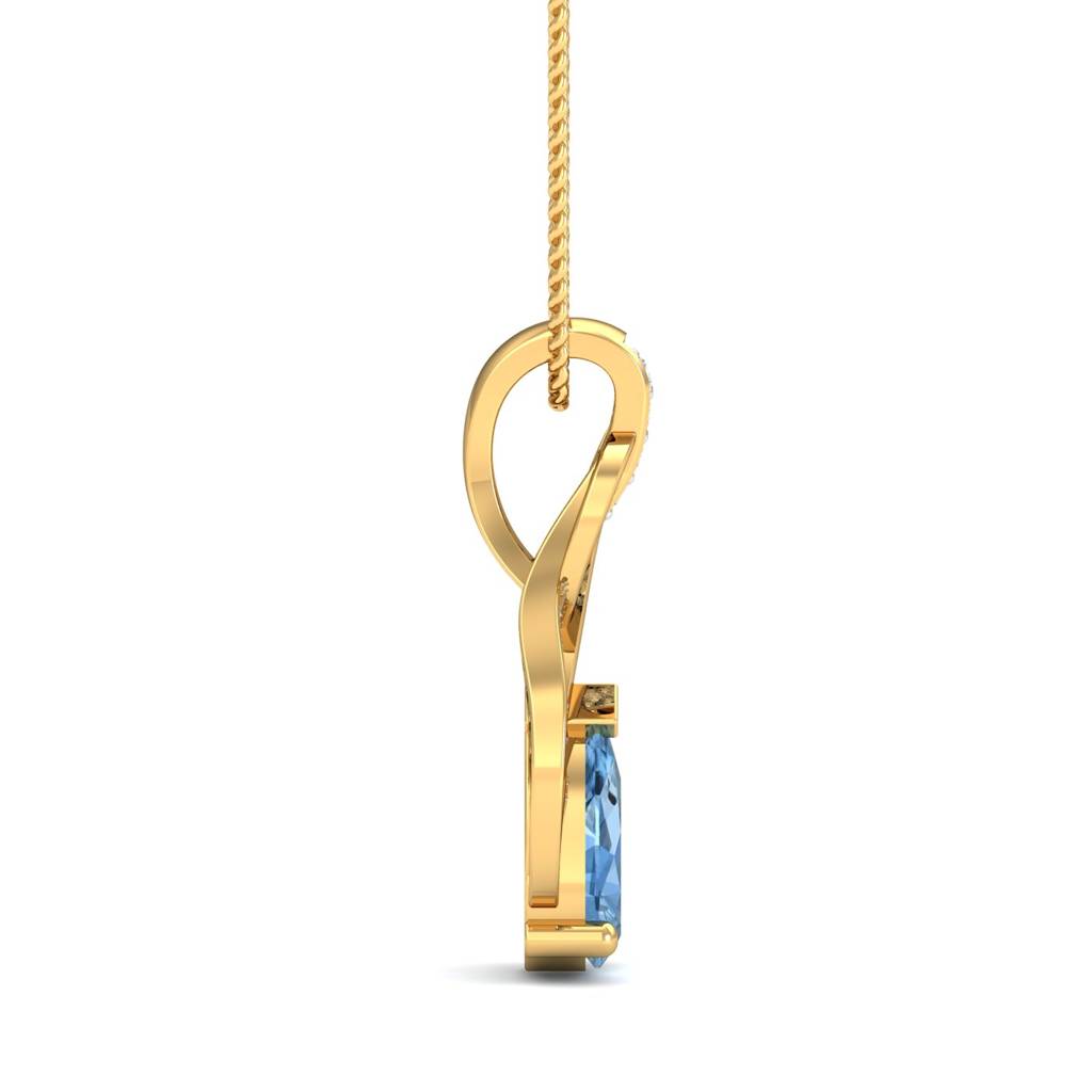 KuberBox 18K Yellow Gold Faddie  Aqua Pendant